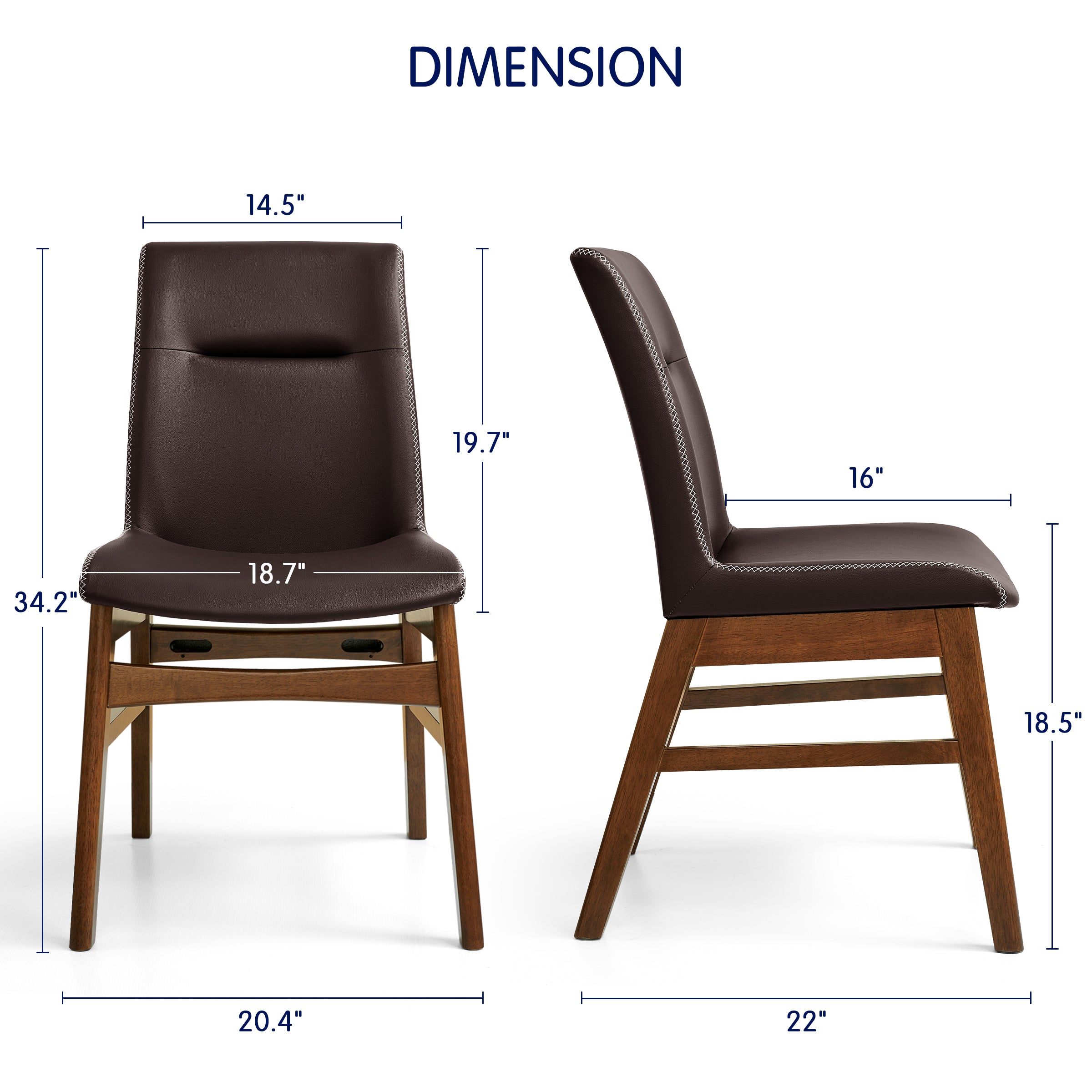 Subrtex Leather  Waterproof Modern Dining Chairs(Set of 2)