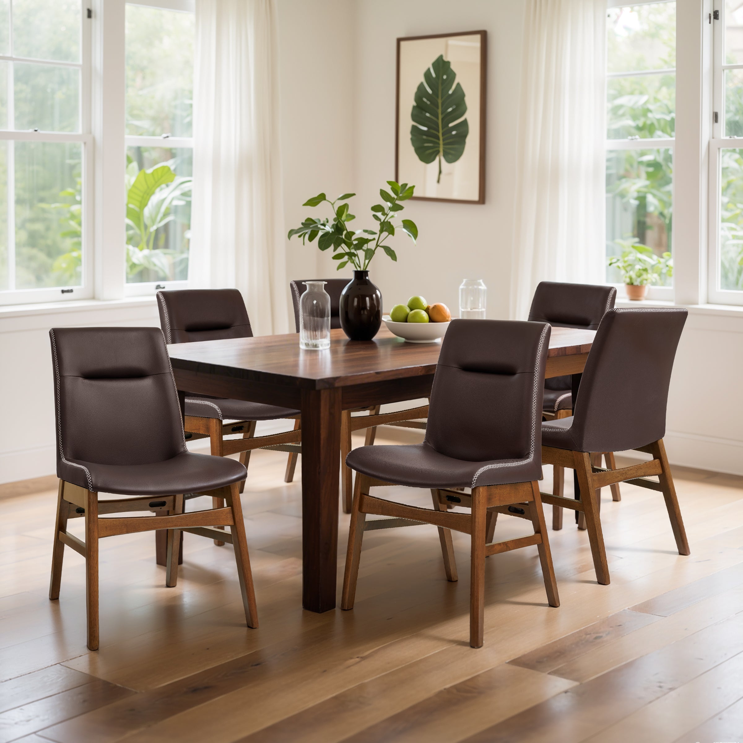 Subrtex Leather  Waterproof Modern Dining Chairs(Set of 2)