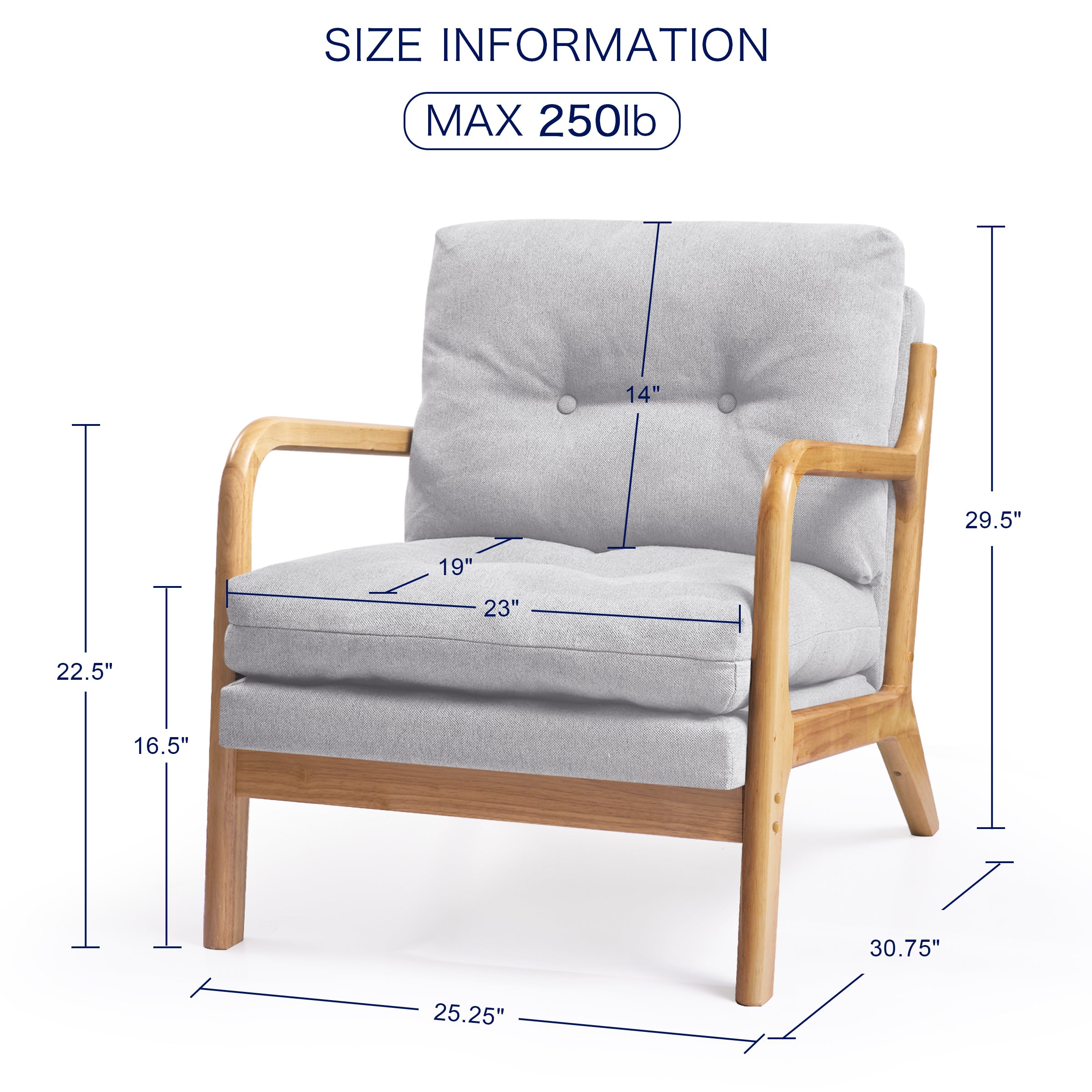 Cloud Comfort Cushion with Wooden Armrest Accent Chair