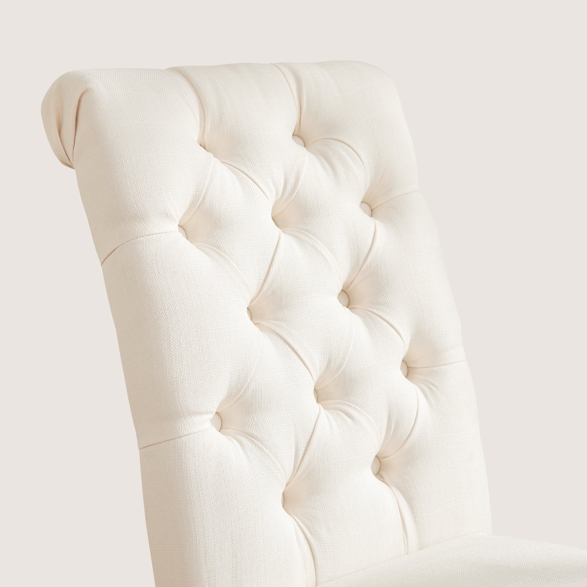 2pk Button-Tufted Linen Parsons Dining Chairs