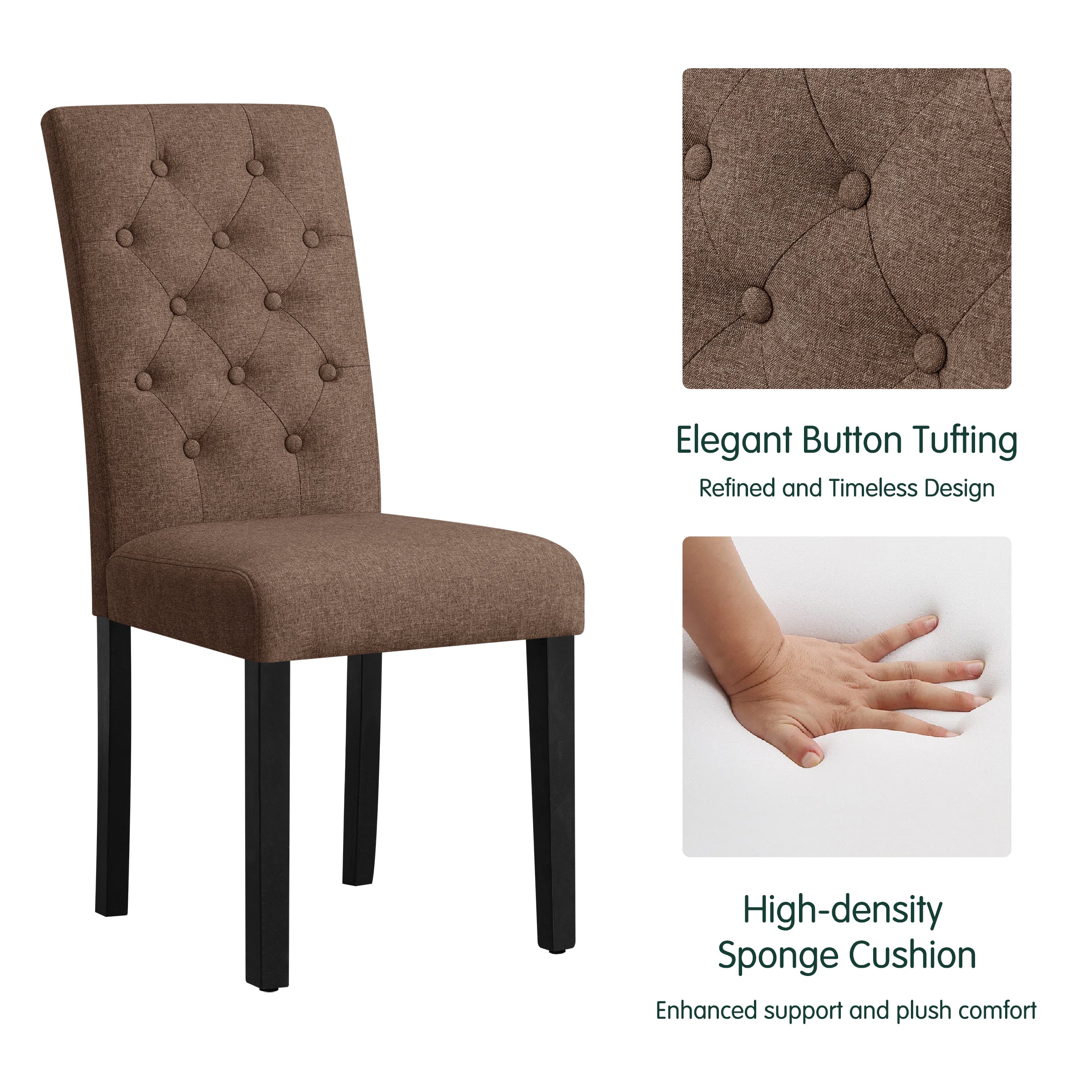 2pk Elegant Linen Padded Parsons Dining Chairs