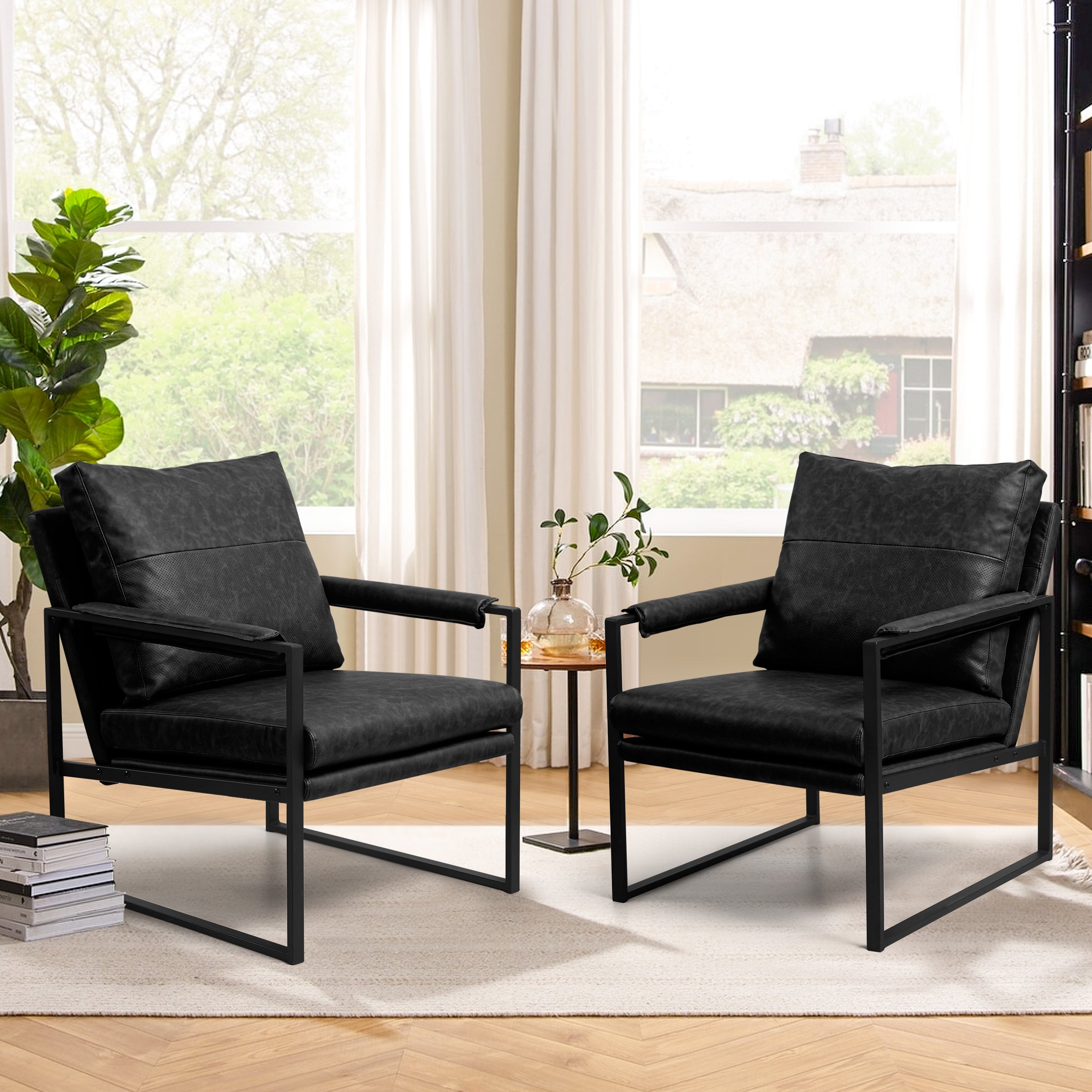 Faux Leather Upholstered Accent Armchair