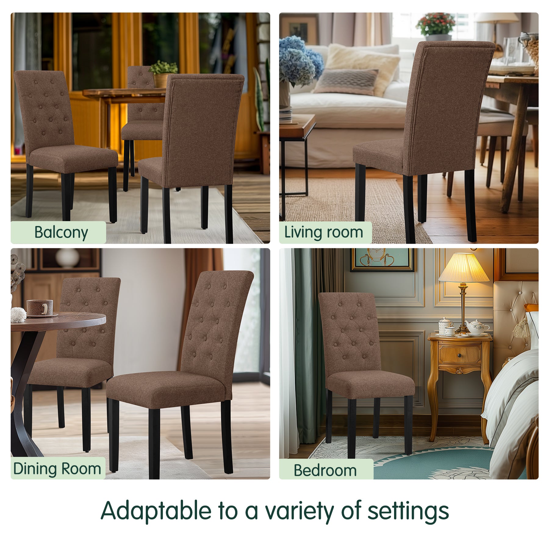 2pk Elegant Linen Padded Parsons Dining Chairs