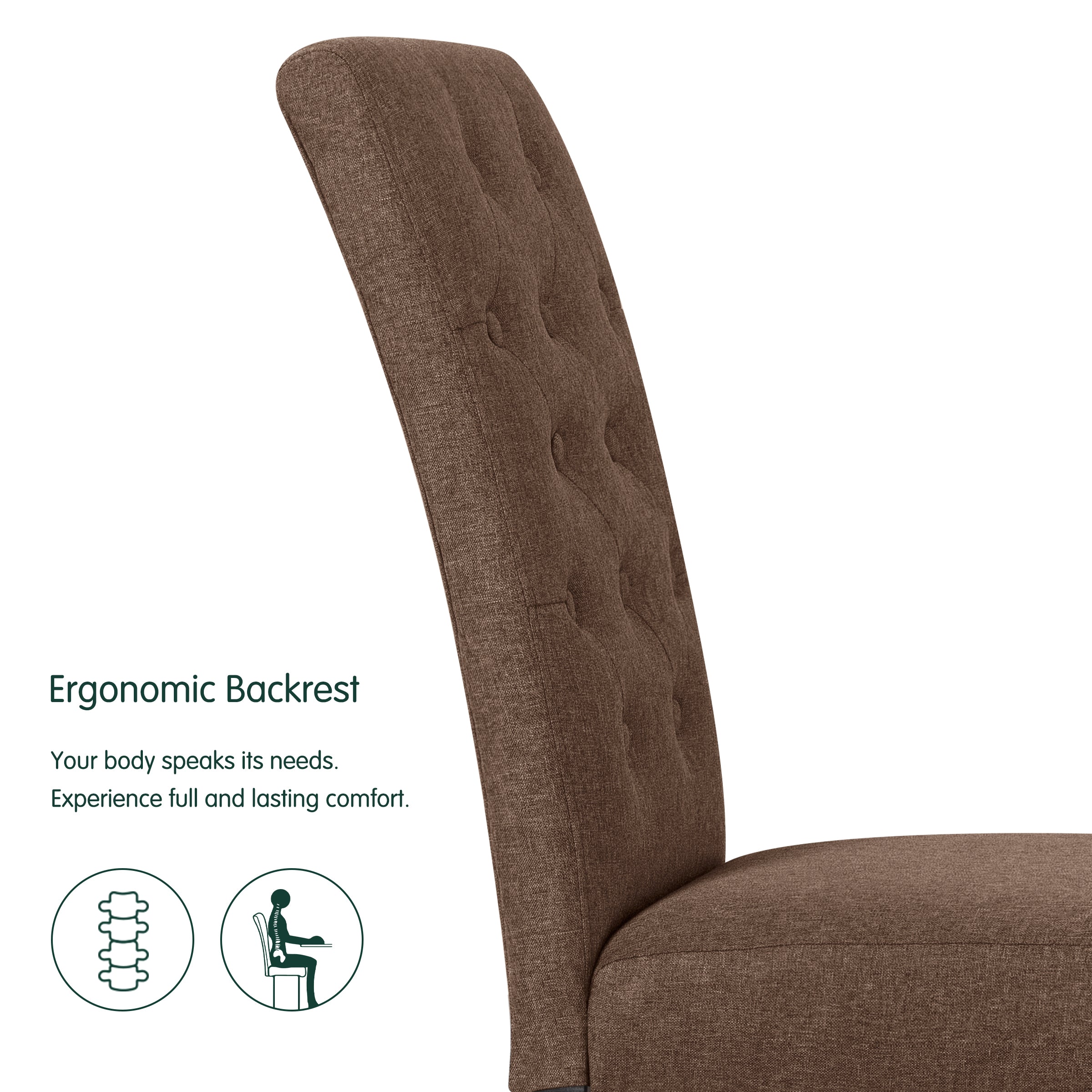 2pk Elegant Linen Padded Parsons Dining Chairs