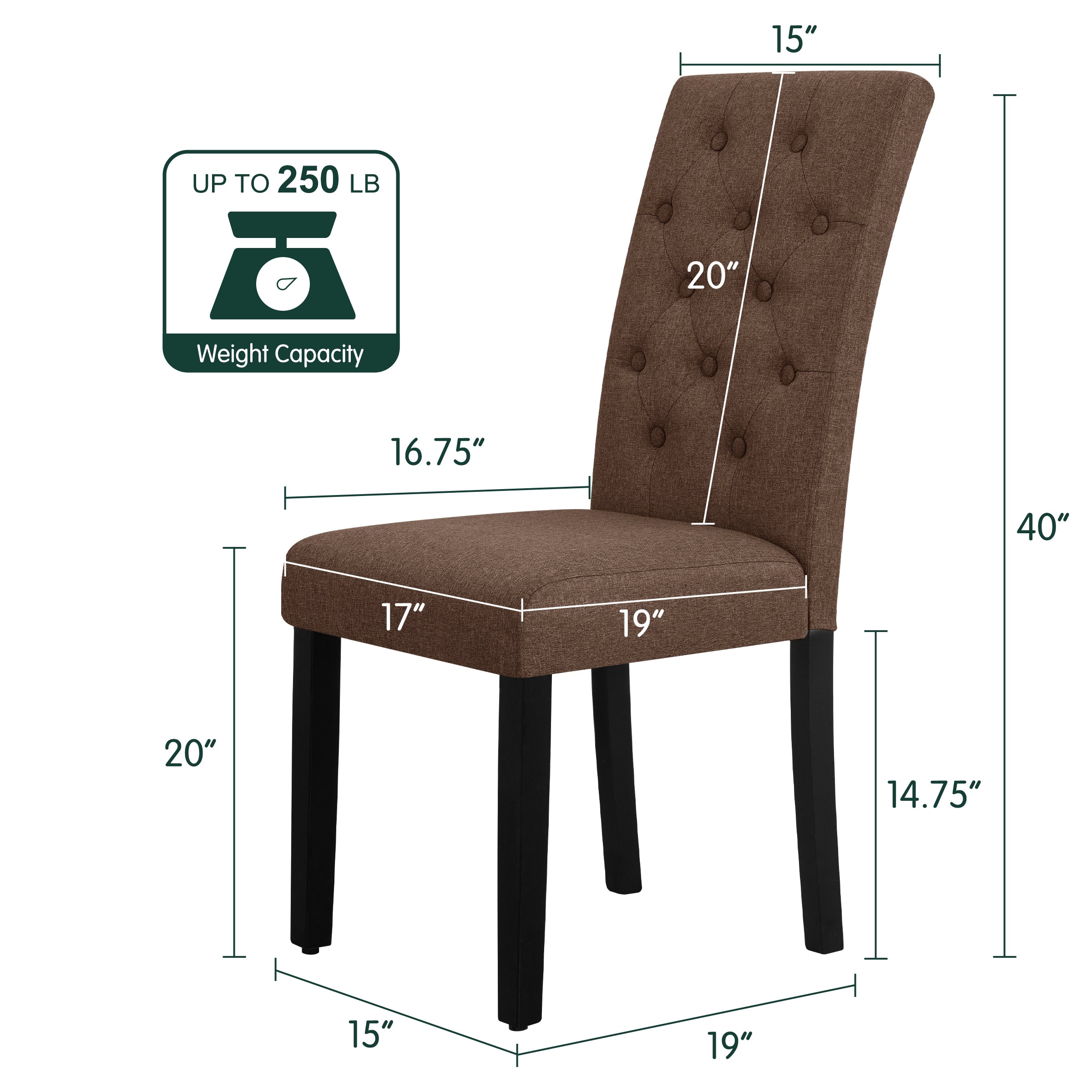 2pk Elegant Linen Padded Parsons Dining Chairs