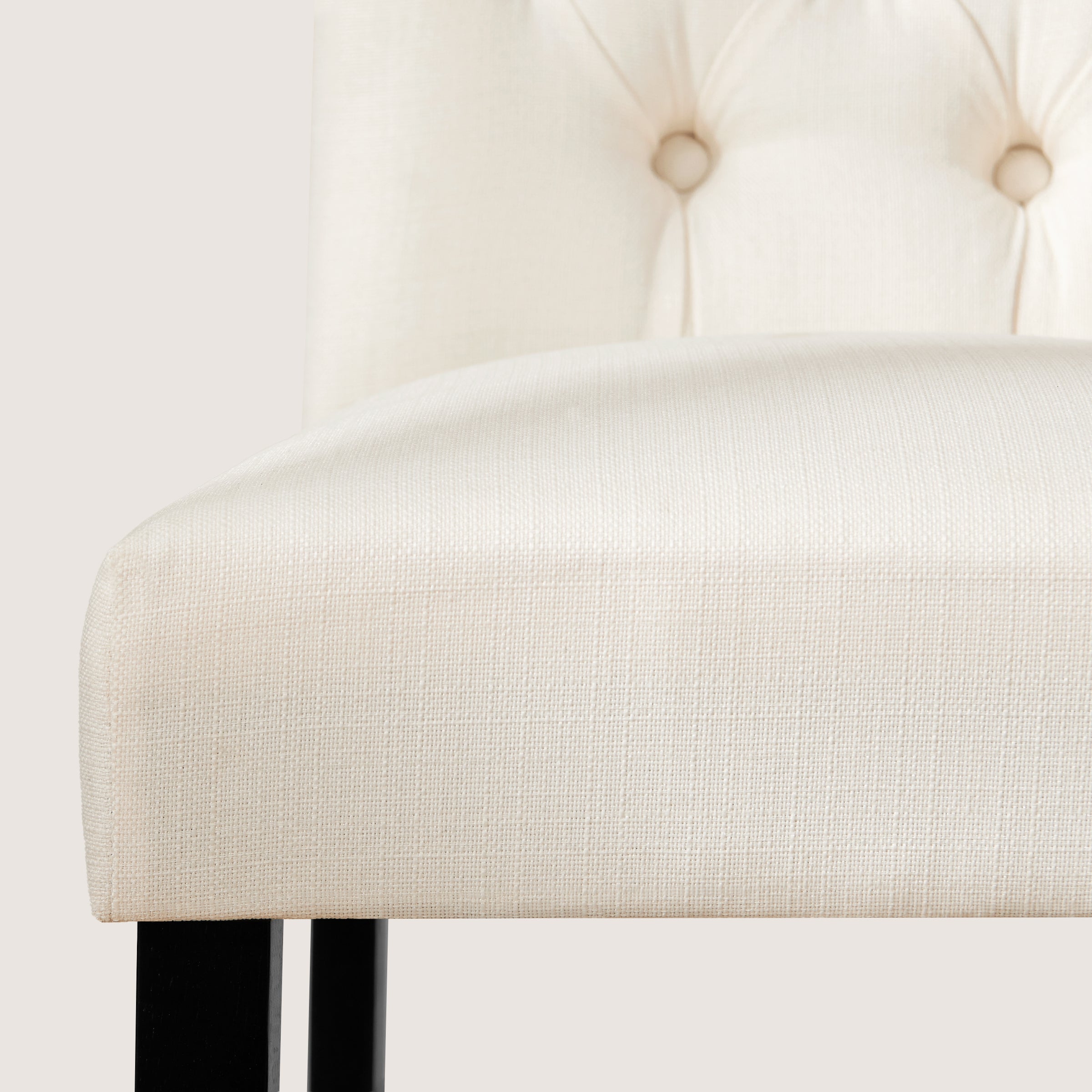 2pk Button-Tufted Linen Parsons Dining Chairs