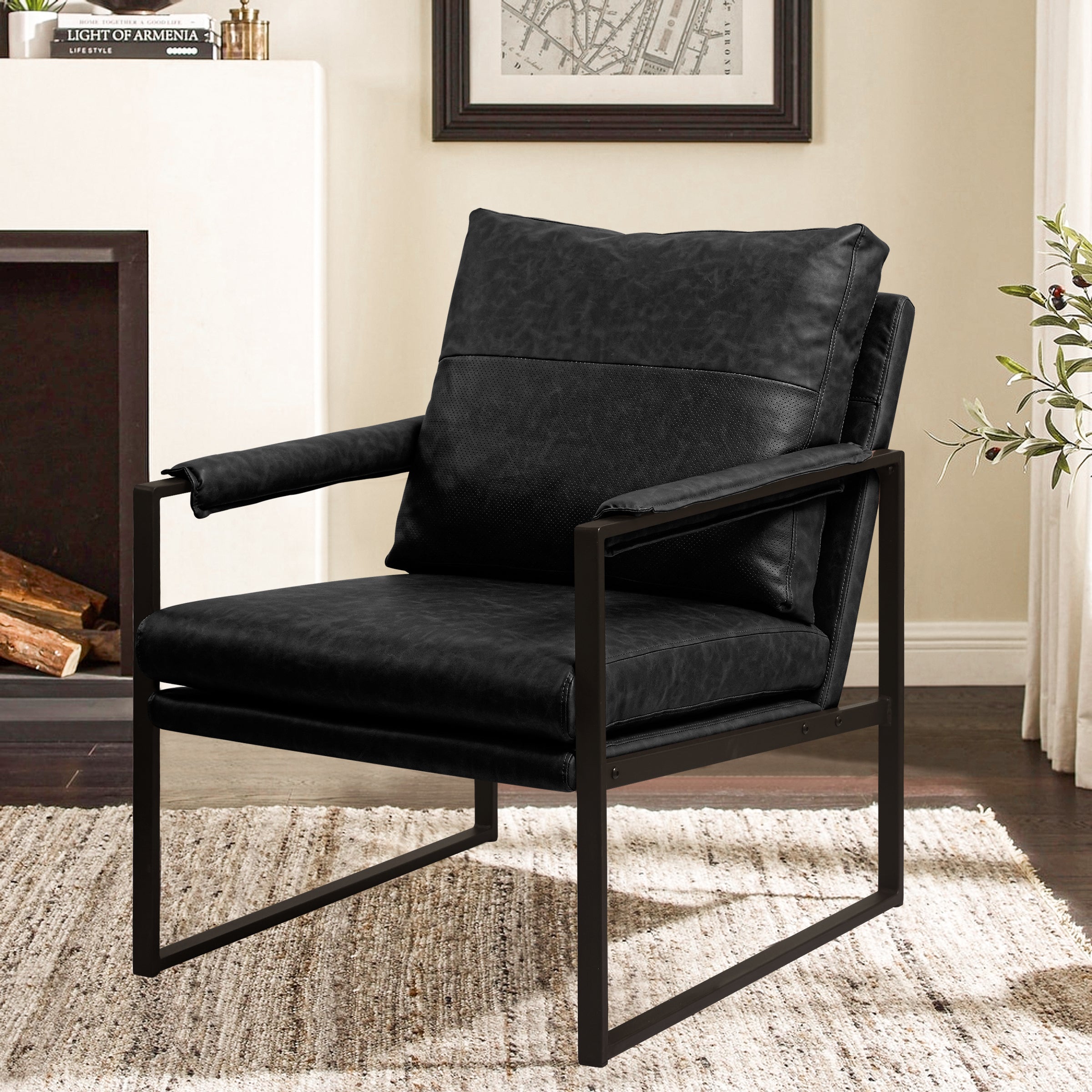 Faux Leather Upholstered Accent Armchair