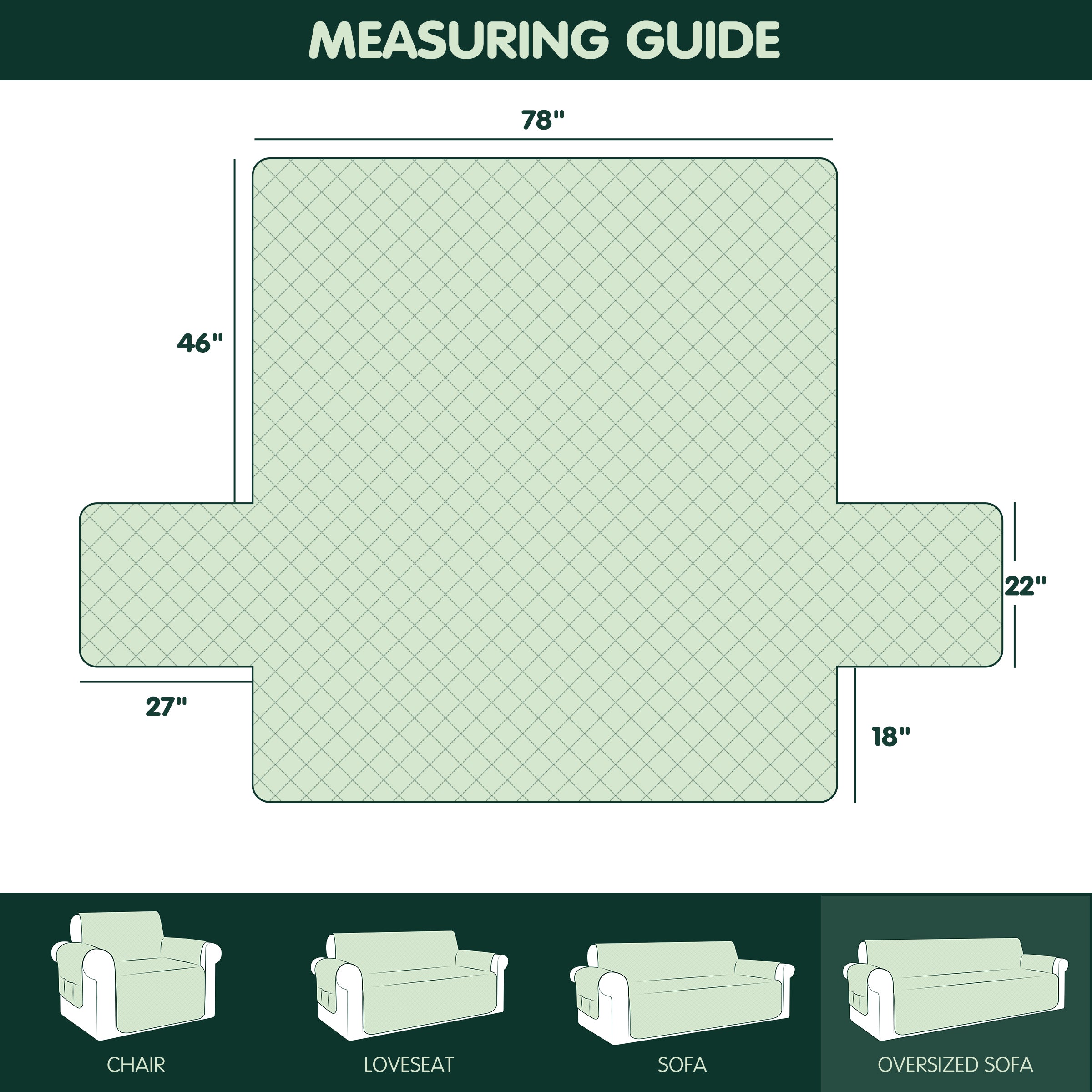 Reversible Waterproof Slipcover with Elastic Straps