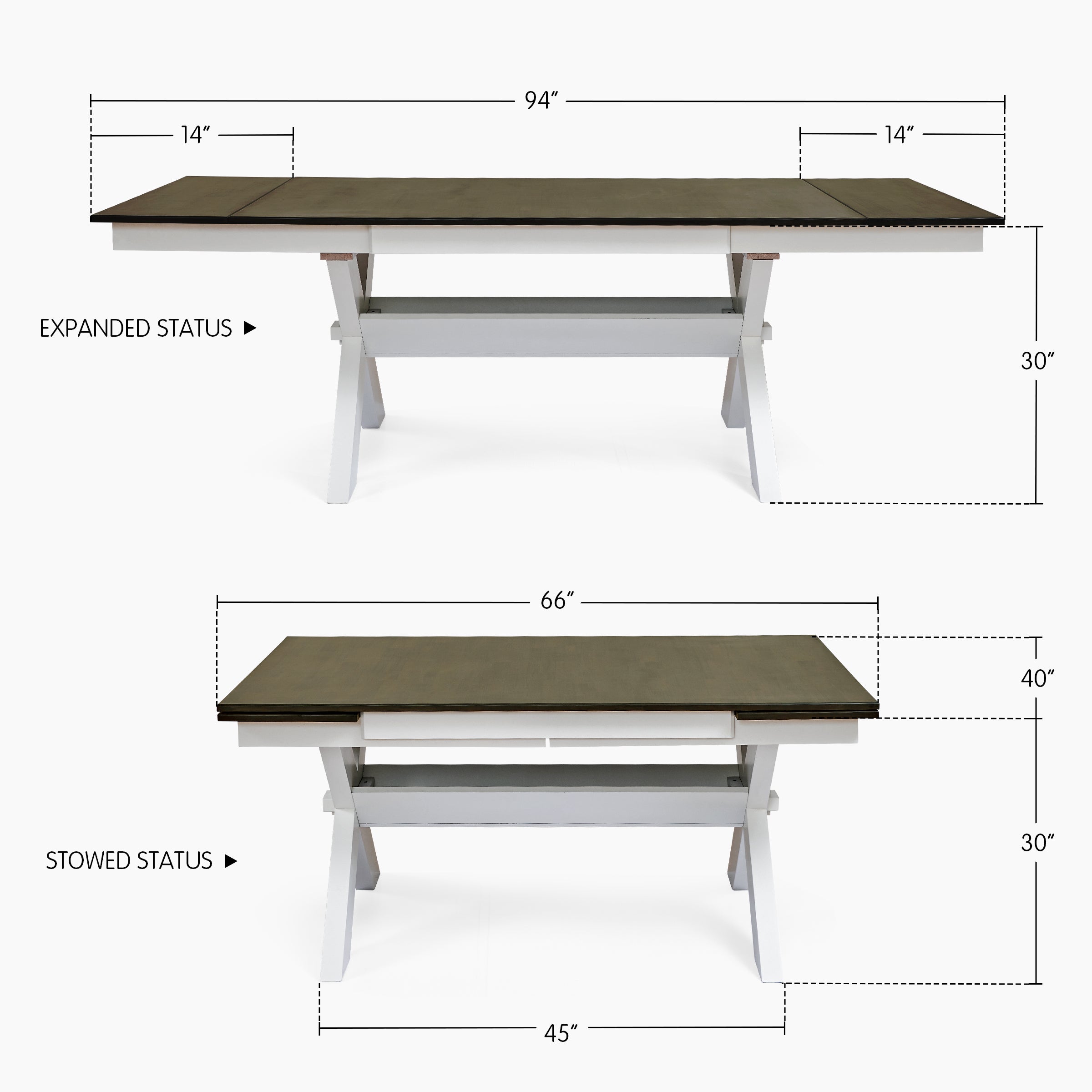 Subrtex Extendable Solid Wood Dining  Table(66"-94")-Fits up to 8