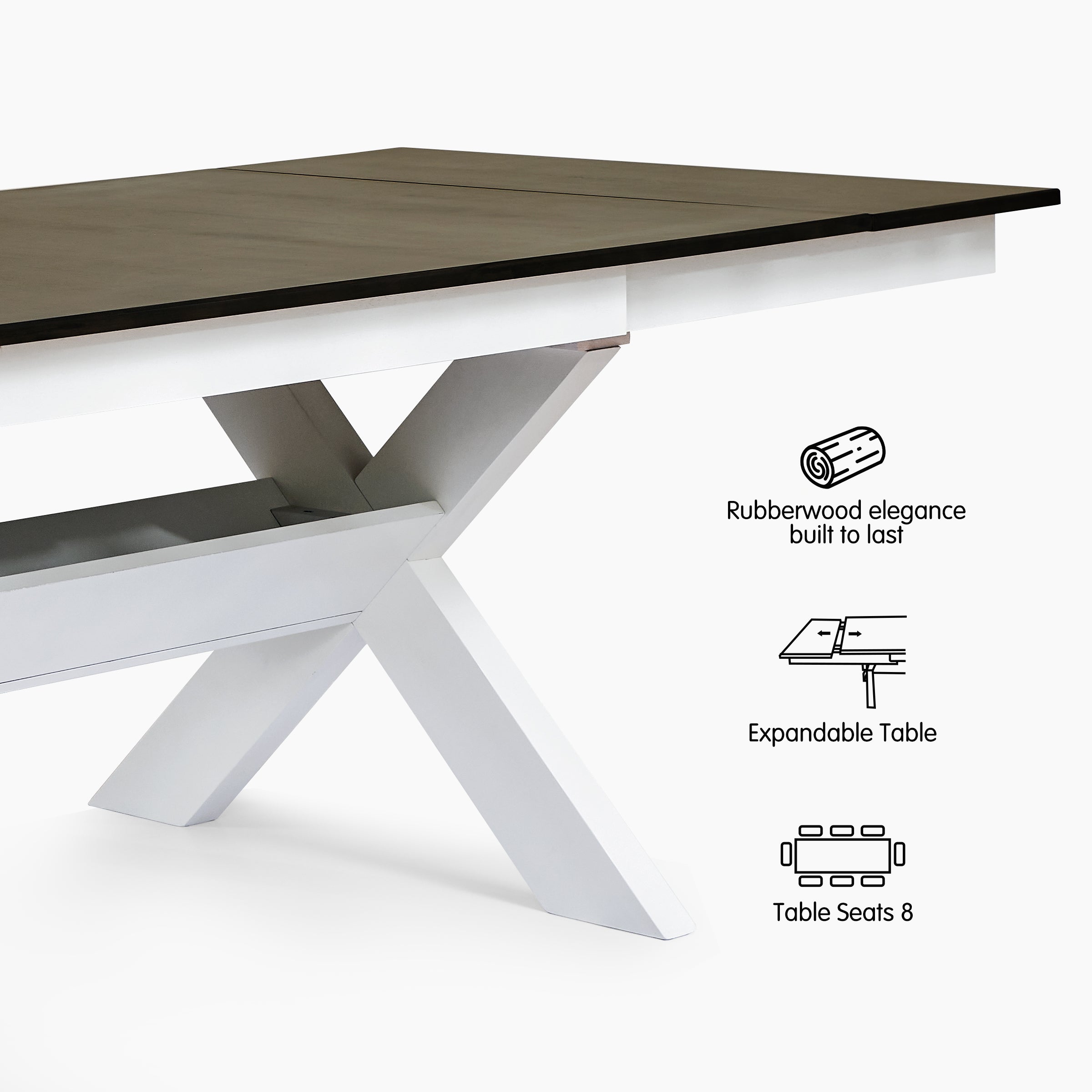 Subrtex Extendable Solid Wood Dining  Table(66"-94")-Fits up to 8