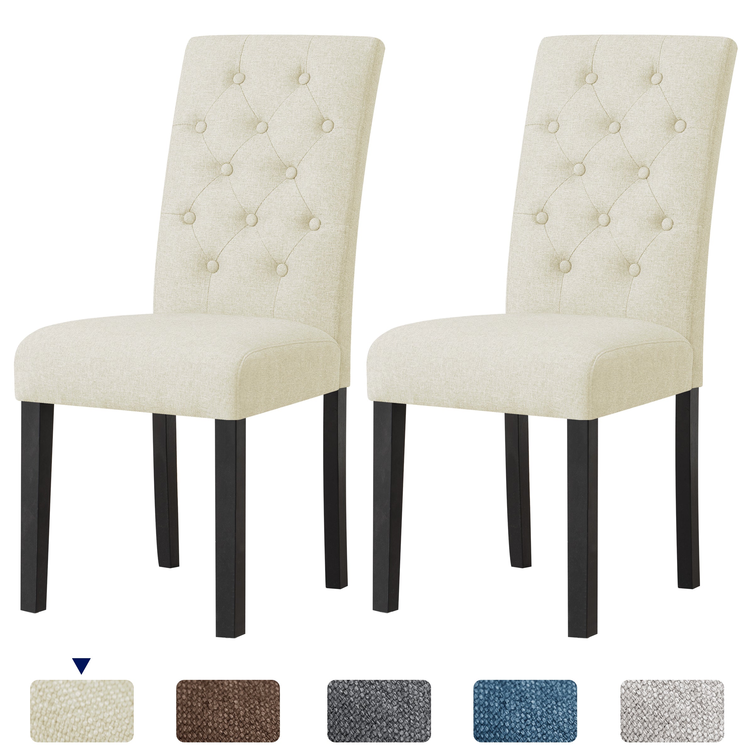 2pk Elegant Linen Padded Parsons Dining Chairs