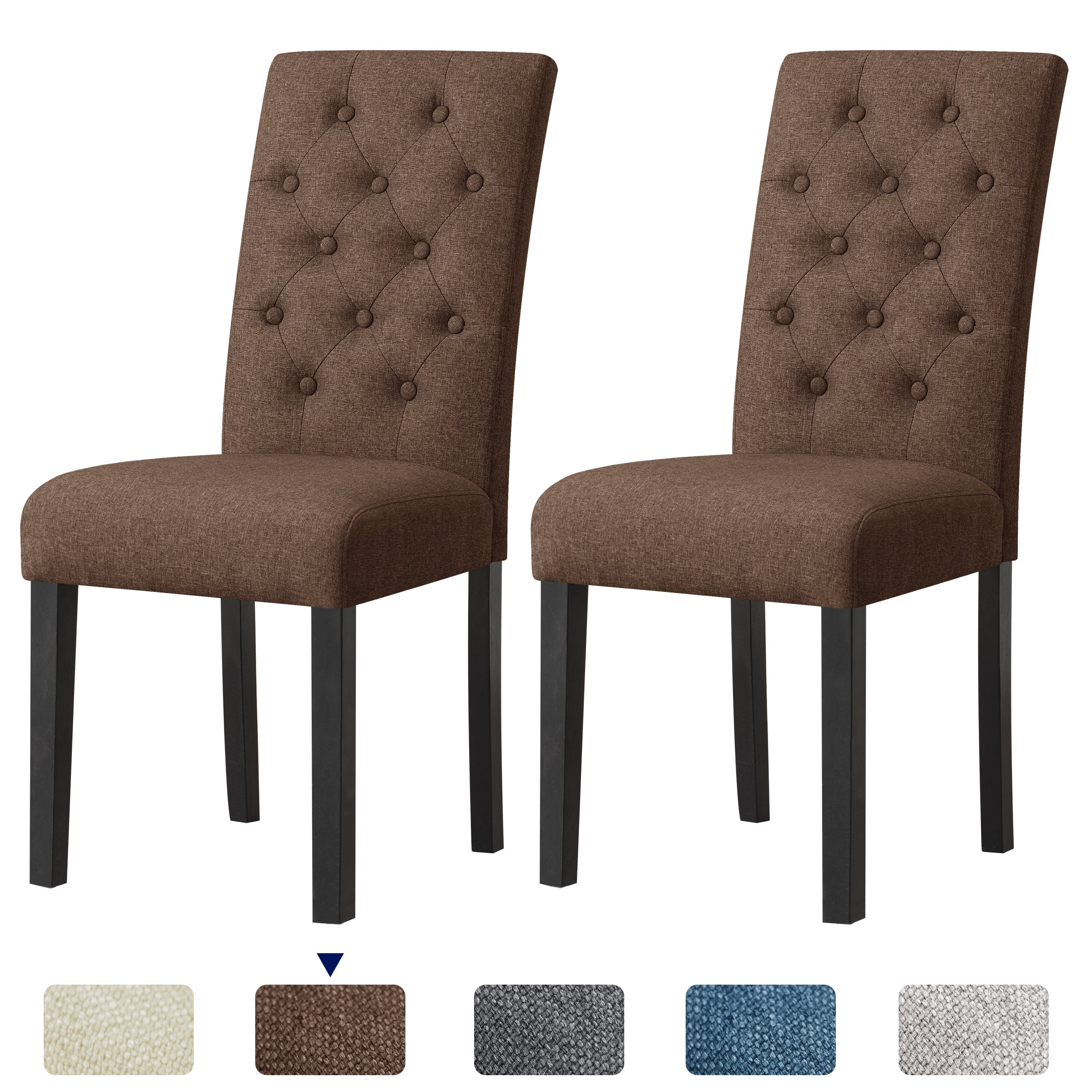 2pk Elegant Linen Padded Parsons Dining Chairs