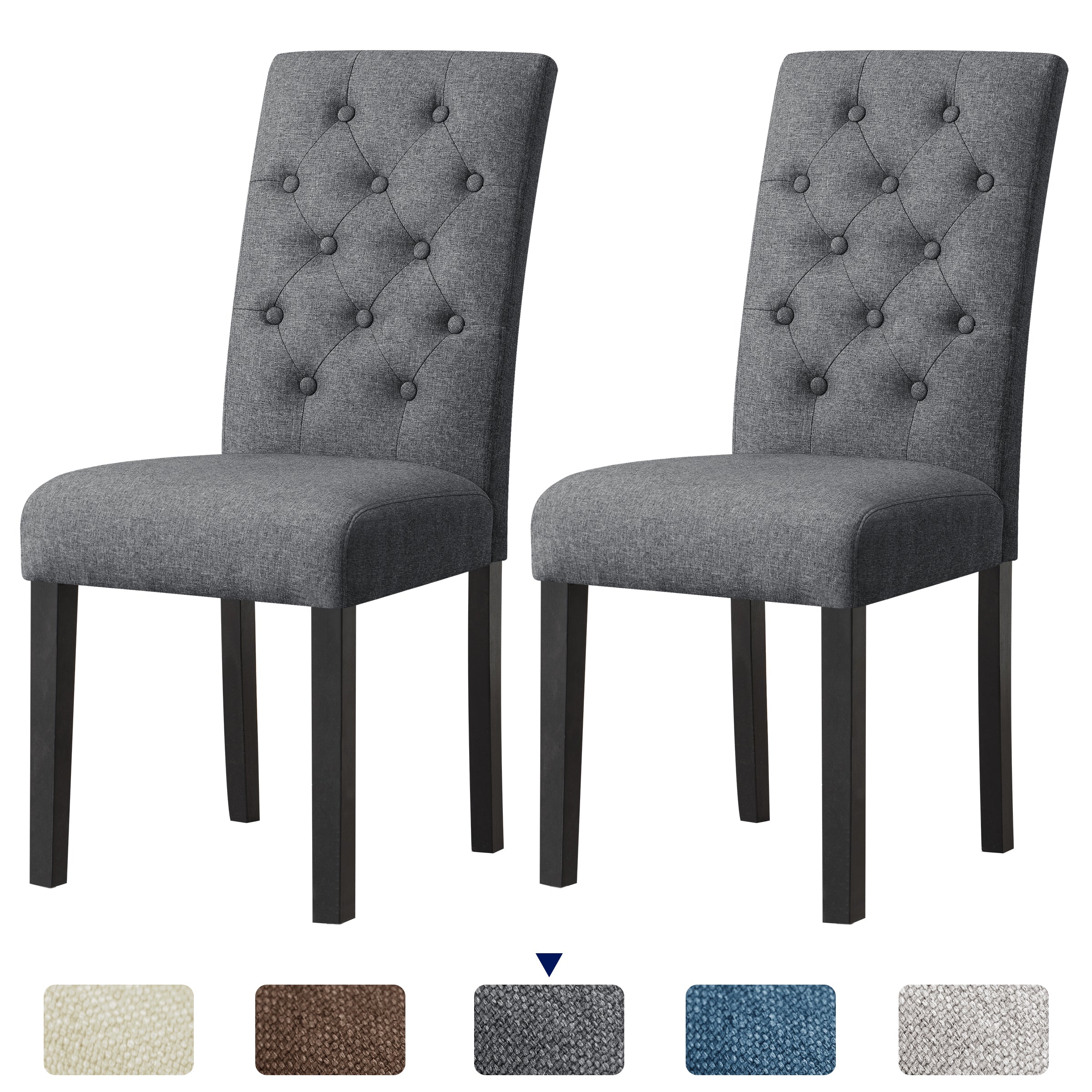 2pk Elegant Linen Padded Parsons Dining Chairs