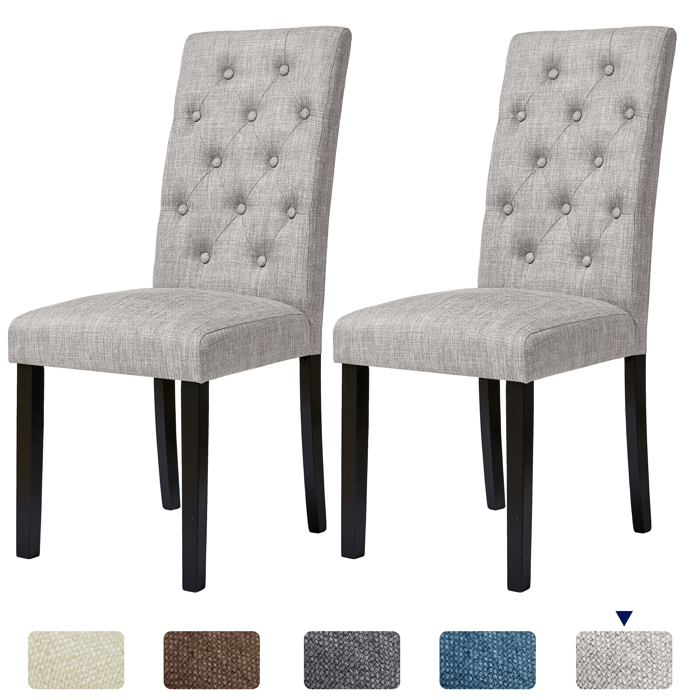 2pk Elegant Linen Padded Parsons Dining Chairs