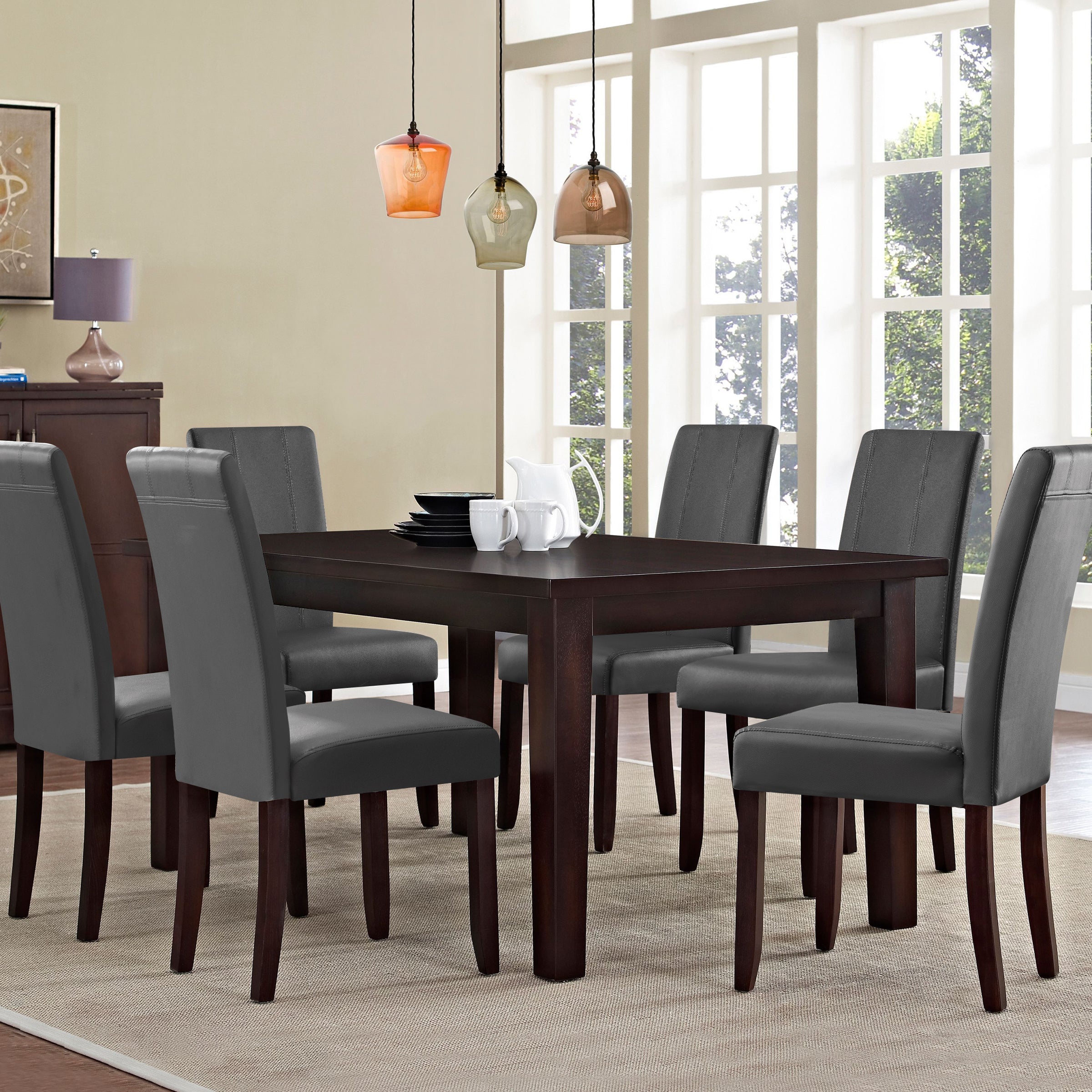 2PK Modern Upholstered PU Leather Dining Chairs