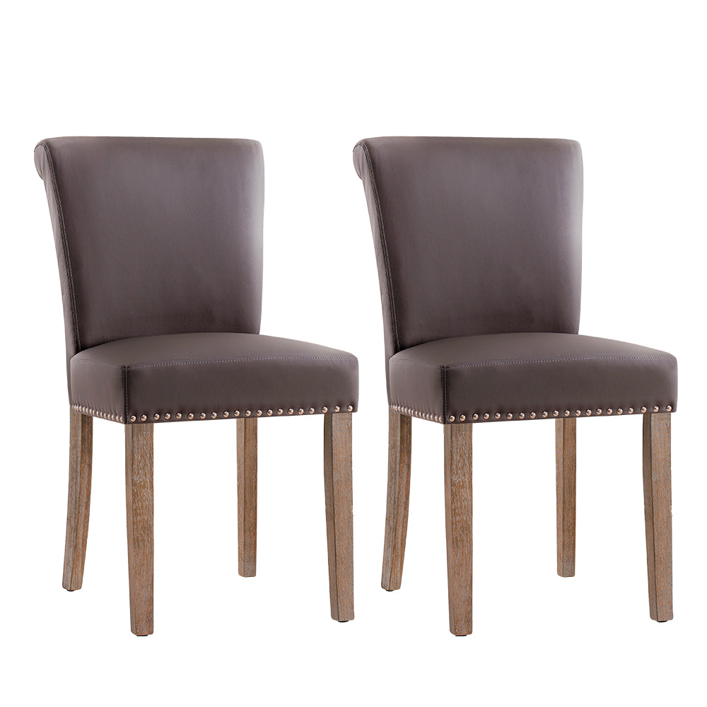 2pk Contemporary Nailhead PU Dining Chairs