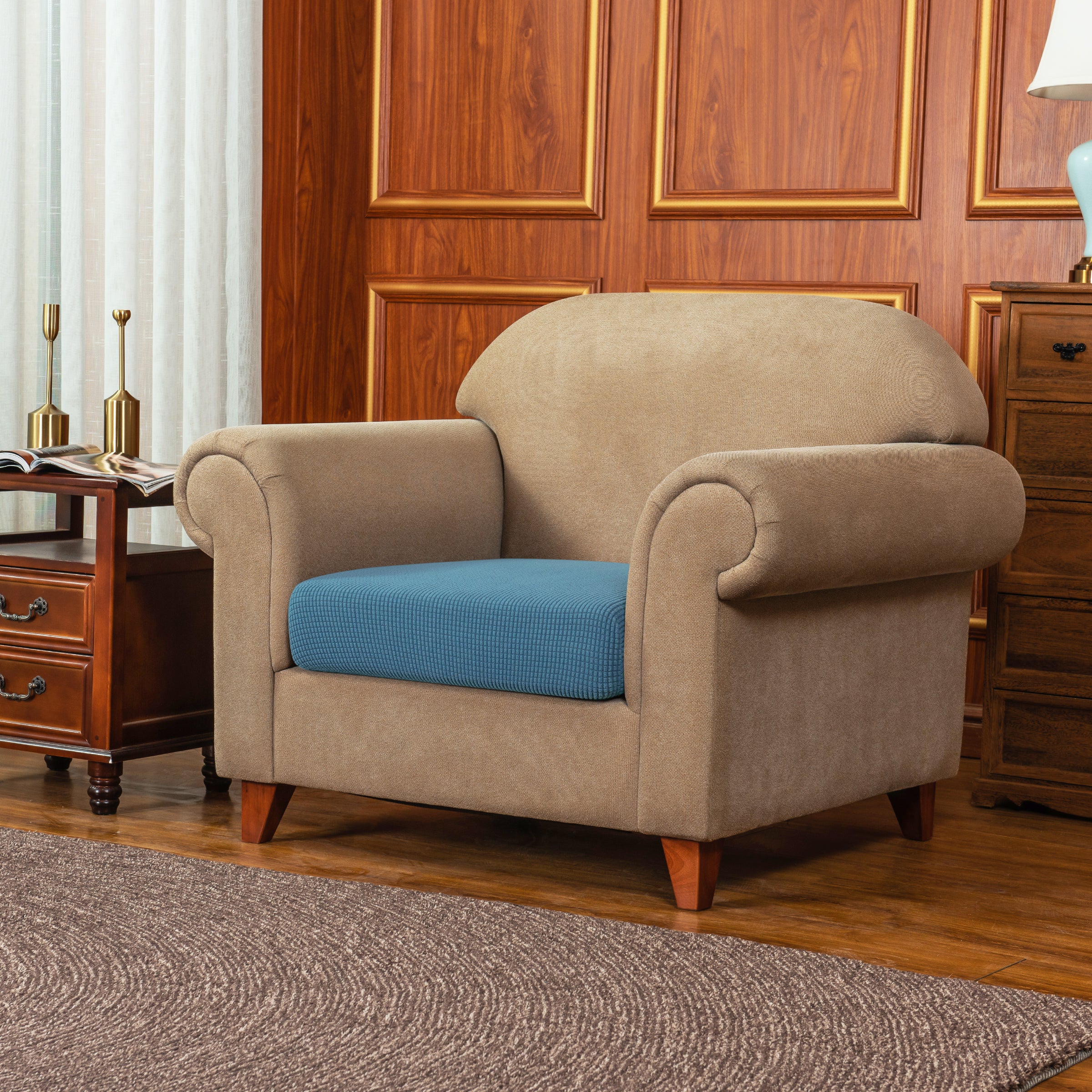 Ivor Plaid Stretch Sofa Cushion Cover