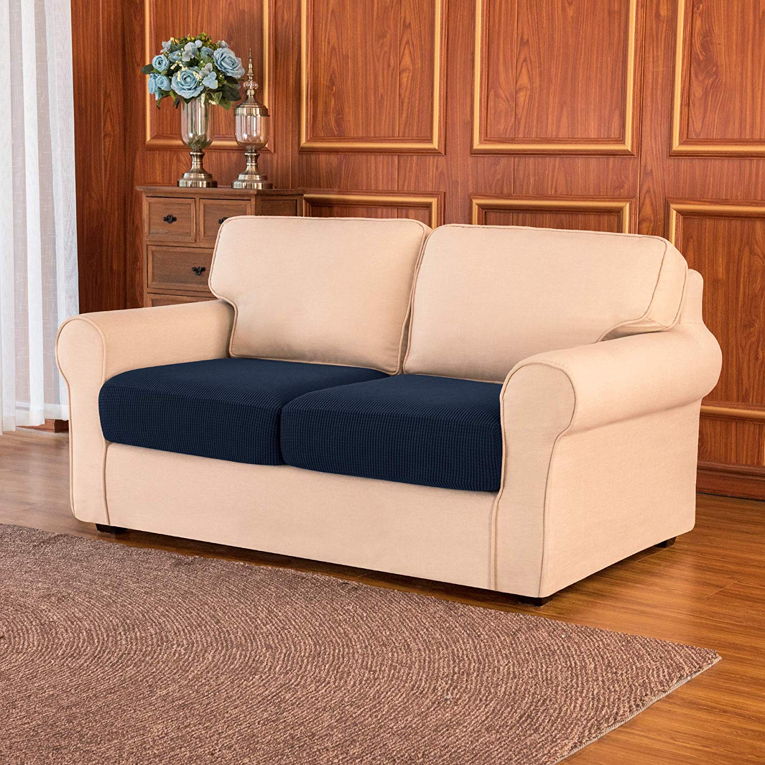 Loveseat Cushion / Navy Plaid