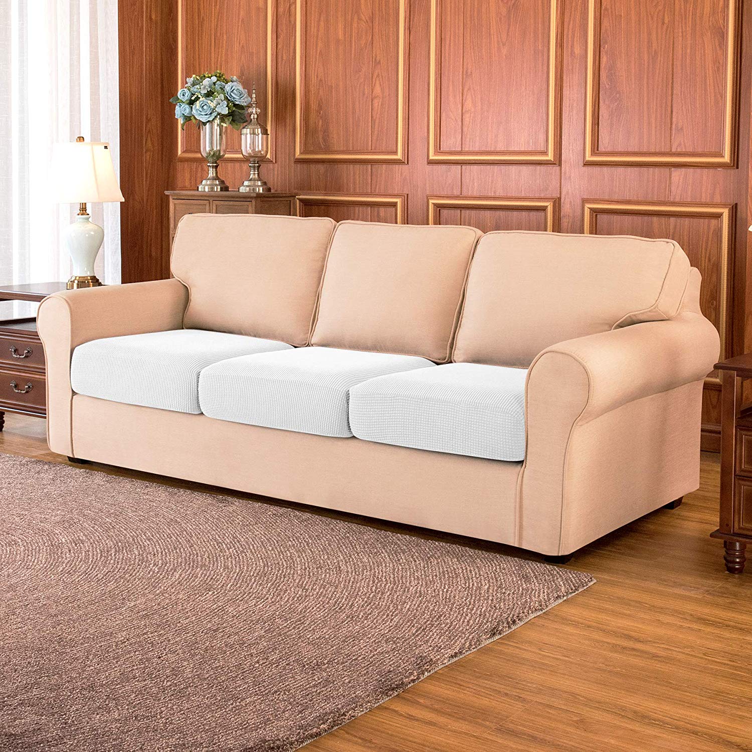 Sofa Cushion / Off-white Plaid