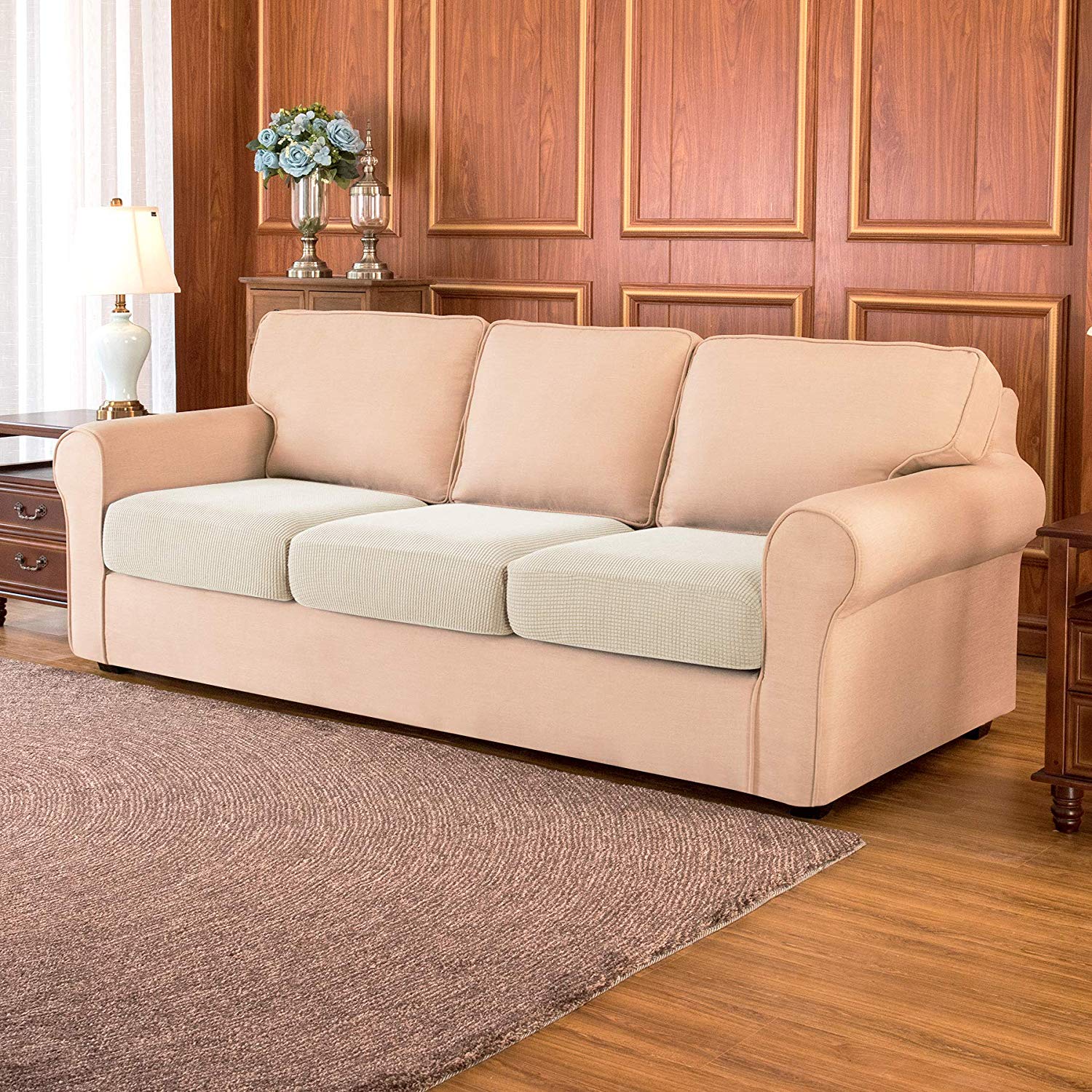 Sofa Cushion / Ivory Plaid