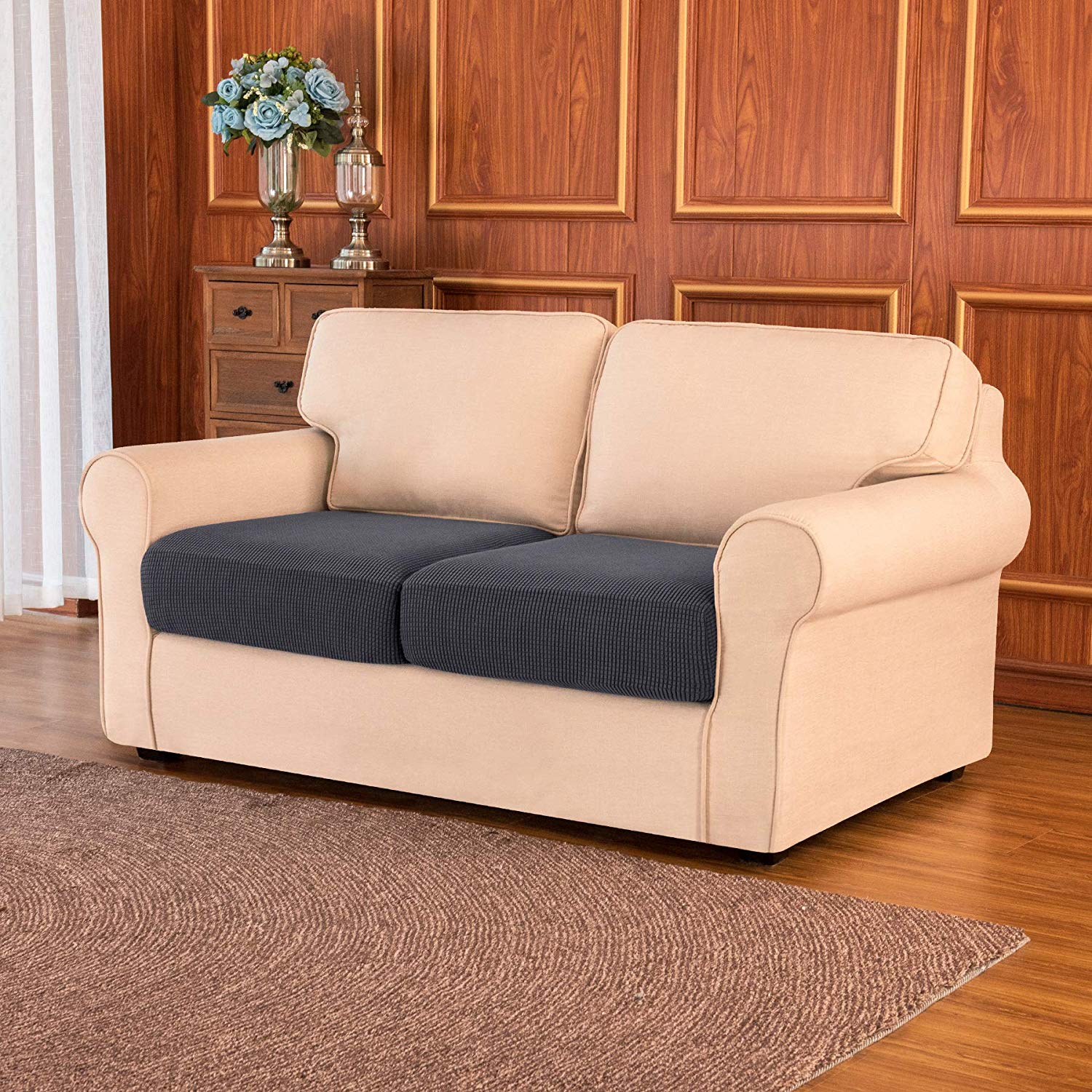 Loveseat Cushion / Grey Plaid