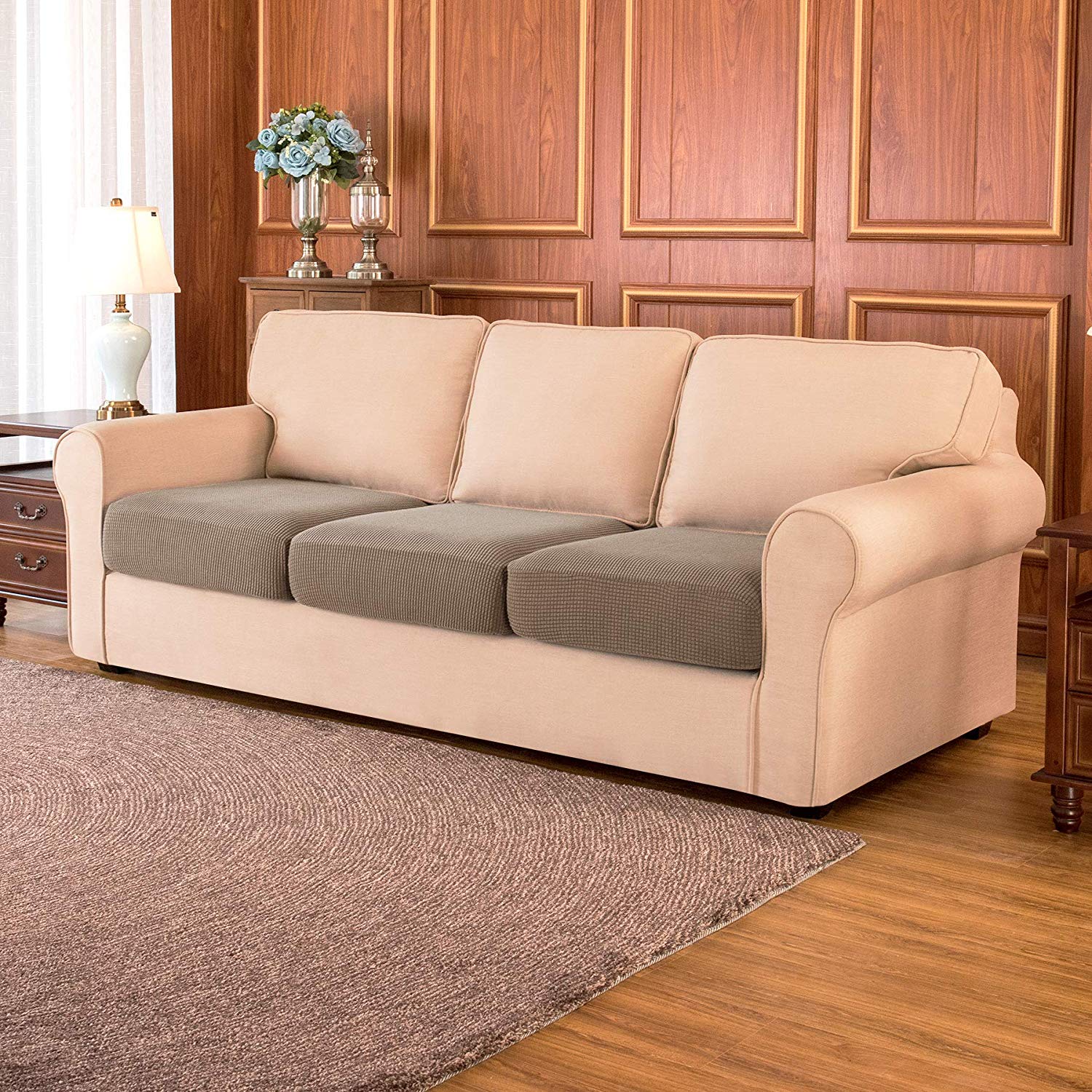 Sofa Cushion / Sand Plaid