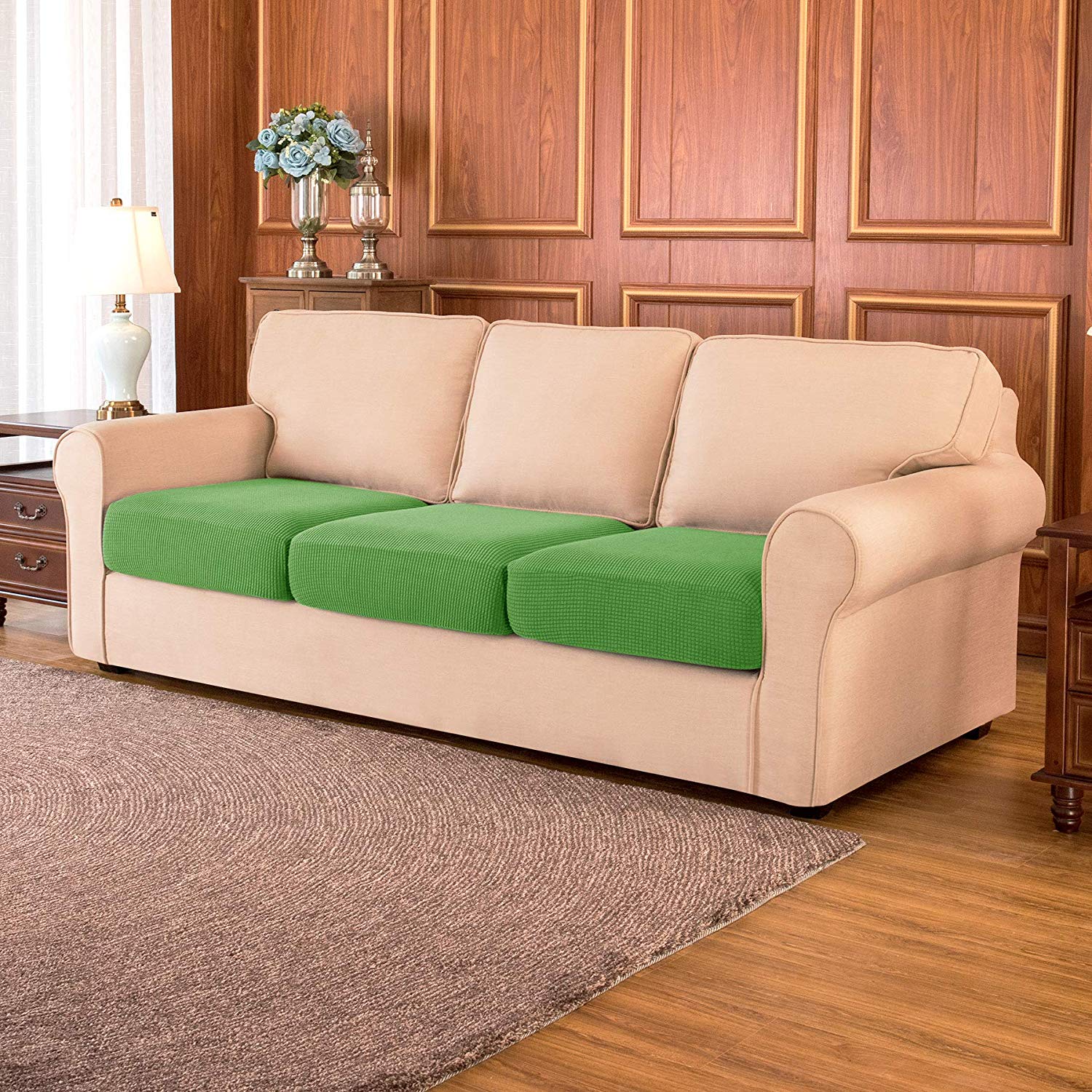 Sofa Cushion / Grass Green Plaid